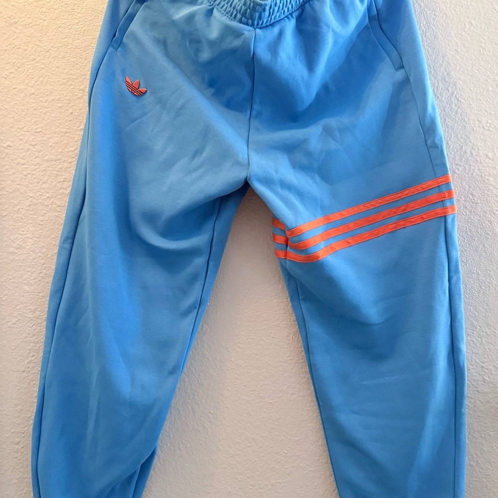 Adidas Original pulse Blue joggers Track Pants with orange accent